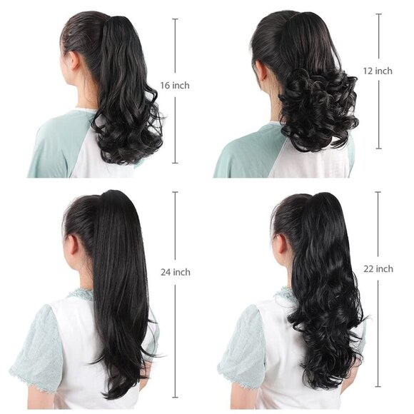 Ponytail Extension Synthetic Dark Brown 24 Inches Claw Clip Hair Piece Women main image 7